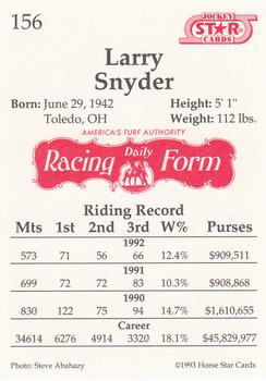 1993 Jockey Star #156 Larry Snyder Back